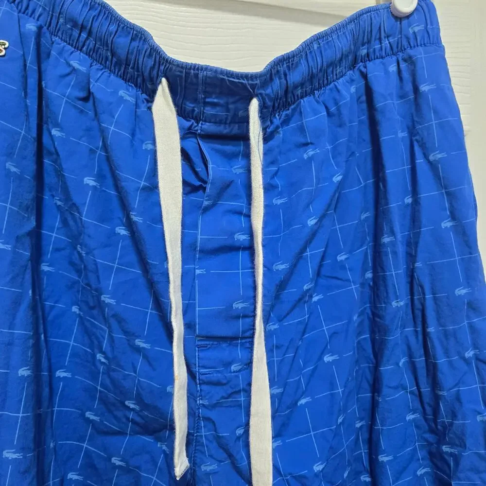 Lacoste Crocodile Print Cotton Lounge Sleep Pants Blue Mens L - Picture 8 of 8